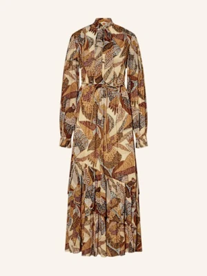 Farm Rio Sukienka Z Kokardą Dotted Macaws Z Falbankami braun