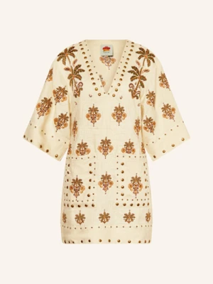 Farm Rio Sukienka Z Lnu Coconut Tree Tapestry Z Ćwiekami beige