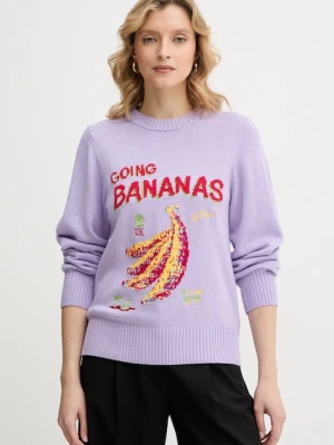 Farm Rio sweter z domieszką wełny damski kolor fioletowy lekki 352087