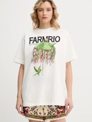 Farm Rio t-shirt bawełniany damski kolor beżowy 354563