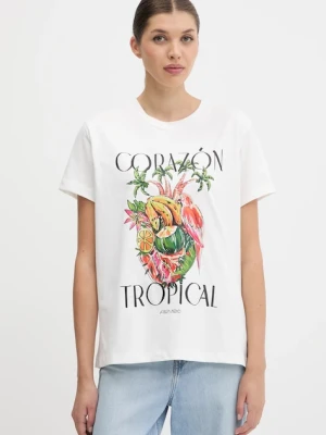 Farm Rio t-shirt bawełniany damski kolor biały 336505