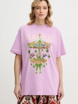 Farm Rio t-shirt bawełniany damski kolor różowy 354549