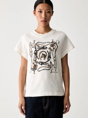 Farm Rio T-shirt damski bawełniany beżowy