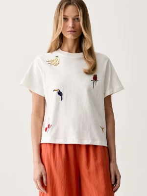 Farm Rio T-shirt damski bawełniany beżowy
