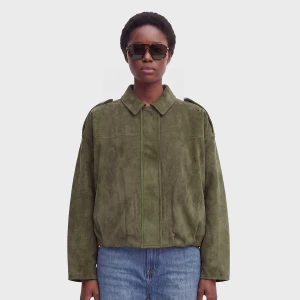 Faux Suede Bomber Jacket Decibel zielony