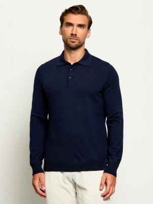 Fay Wełniane polo | Regular Fit granatowy