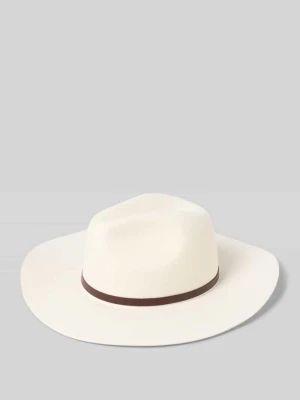 Fedora z czystej wełny z obszyciem ze skóry naturalnej Marc Cain