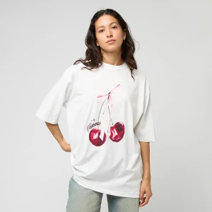 Felicious Cherry Oversize Tee kobiety T-Shirty i Polo biały rozmiar Odzież