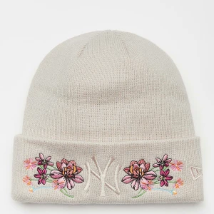 Female Floral Cuff Beanie MLB New York Yankees, markiNew Era, Czapki beanie, w kolorze beż, rozmiar: