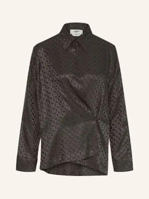 Fendi Bluzka Camicia Chess Z Jedwabiu braun
