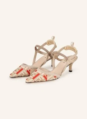 Fendi Czółenka Z Odkrytą Piętą beige