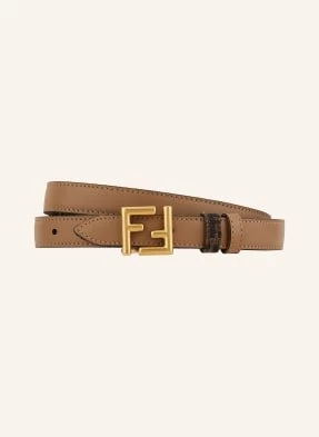 Fendi Pasek Skórzany Dwustronny beige