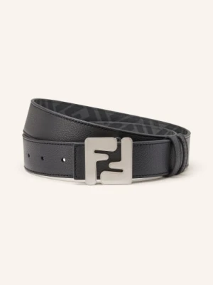 Fendi Skórzany Pasek Ff Squared Z Możliwością Odwrócenia schwarz