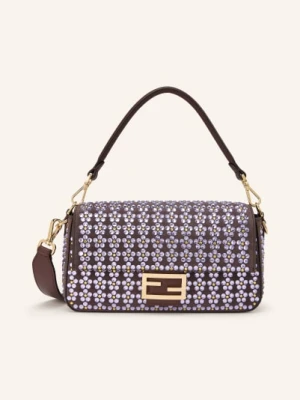 Fendi Torba Na Ramię Baguette Medium Z Kamieniami Ozdobnymi lila