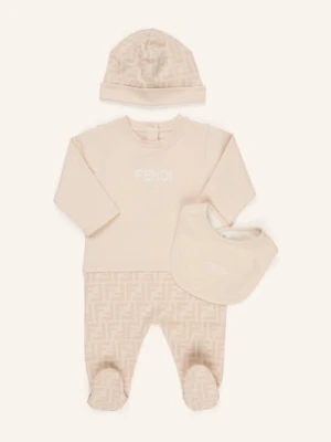 Fendi Zestaw: Śpioszki, Czapeczka I Śliniak beige