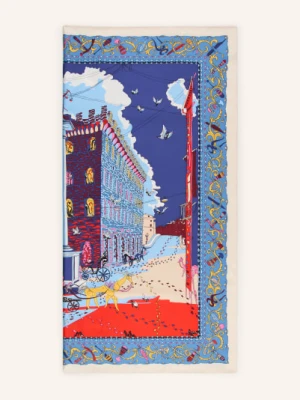 Ferragamo Jedwabna Chusta Palazzo blau