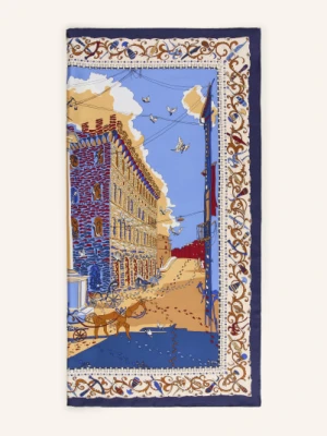 Ferragamo Jedwabna Chusta Palazzo blau