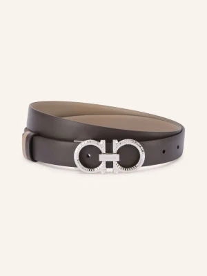 Ferragamo Pasek Skórzany New Gancini Bright, Dwustronny braun brązowy