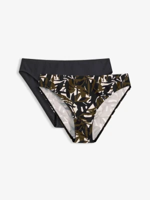 Figi bikini (2 pary), gładkie i z nadrukiem BonPrix czarny