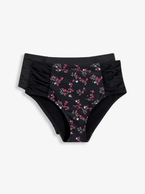 Figi bikini shape (2 pary), z poliamidu z recyklingu, silny stopień modelowania sylwetki BonPrix czarny