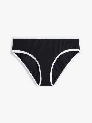 Figi bikini z białym, kontrastowym wykończeniem BonPrix czarny