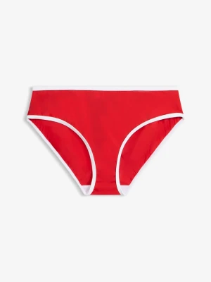 Figi bikini z białym, kontrastowym wykończeniem BonPrix czerwony
