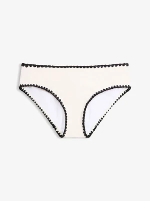 Figi bikini z haftem BonPrix biały