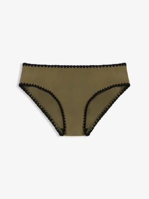 Figi bikini z haftem BonPrix zielony