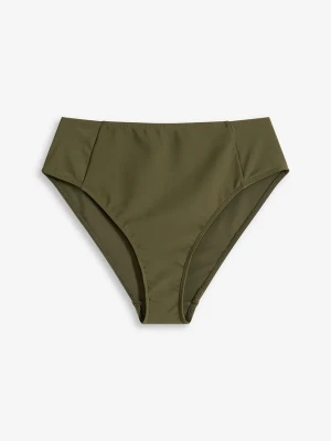 Figi bikini z wysoką talią i wysokim wycięciem nogawek BonPrix zielony