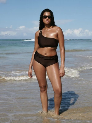 Figi bikini z wysokim stanem brązowy - Kobieta - - MANGO