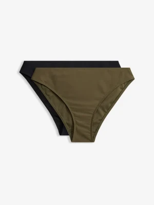 Figi bikini z wysoko wyciętymi nogawkami (zestaw 2 szt.) BonPrix czarny