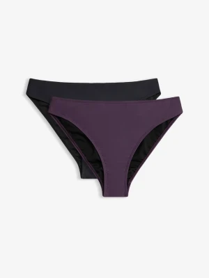 Figi bikini z wysoko wyciętymi nogawkami (zestaw 2 szt.) BonPrix fioletowy