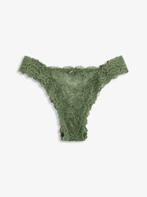 Figi brazylijskie z koronki BonPrix zielony
