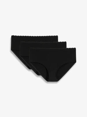 Figi ciążowe panty z bawełną organiczną i koronką (3 szt.) BonPrix czarny