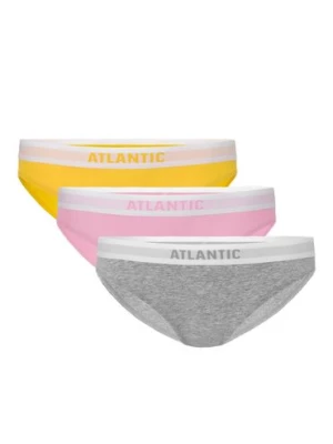 Figi damskie bikini Atlantic różowe, szare, żółte 3-pack