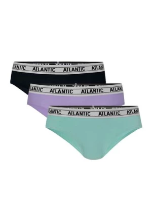 Figi damskie pół hipster Atlantic - czarne, fioletowe, zielone 3pak