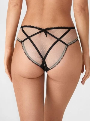 Figi damskie tiulowe z bogatym haftem i ozdobnymi paskami Praline Poupee Marilyn