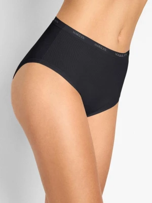 Figi damskie wysokie oddychające z termoaktywnego materiału w prążki czarne POUPEE