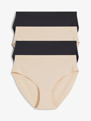 Figi maxi panty bez widocznych szwów, z mikrofazy (4 pary) BonPrix beżowy