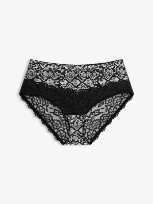 Figi maxi panty z drukowaną siateczką BonPrix biały