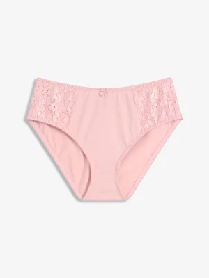 Figi maxi z delikatną koronką (2 pary) BonPrix różowy