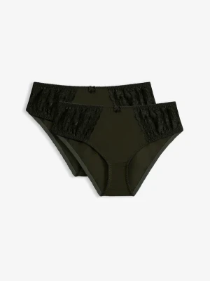 Figi maxi z delikatną koronką (2 pary) BonPrix zielony