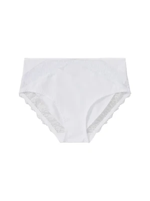 Figi maxi z delikatną koronką BonPrix biały