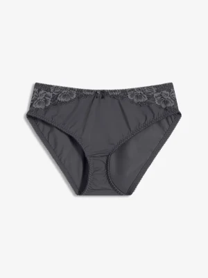 Figi maxi z delikatną koronką BonPrix szary