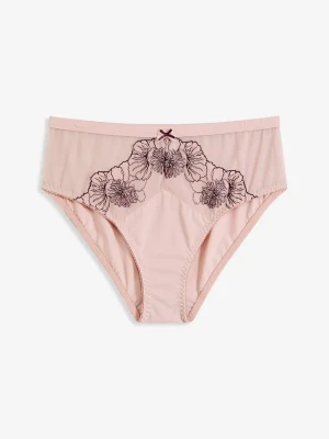 Figi maxi z delikatnym haftem BonPrix fioletowy