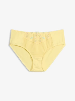 Figi maxi z delikatnym haftem BonPrix żółty