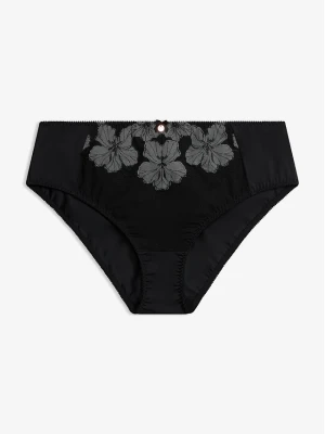 Figi maxi z eleganckim haftem BonPrix czarny