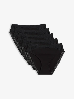 Figi maxi z koronką (5 par) BonPrix czarny