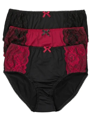 Figi maxi z mikrofibry z koronką (3 pary) BonPrix czarny