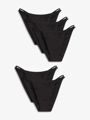 Figi mini tanga z bawełną organiczną (5 par) BonPrix czarny